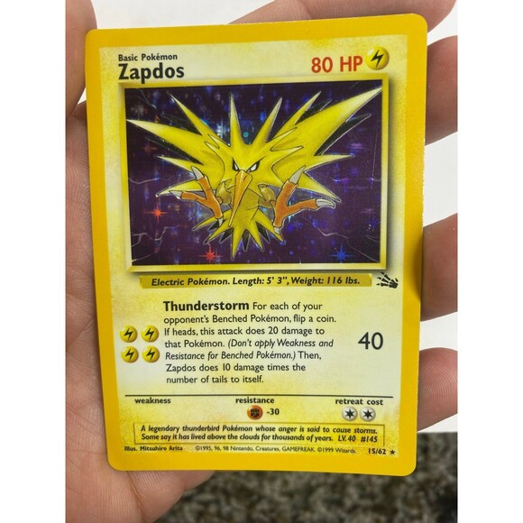 zapdos rare card Pokemon - ex 145/165 - Pokemon 151 - Double - Holo Foil you may attach up to 2 Fighting Energy cards from your hand to this Pokemon ⚡️ THE ORIGINAL THUNDER LEGEND